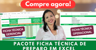 Pacote Ficha Técnica de Preparo em Excel