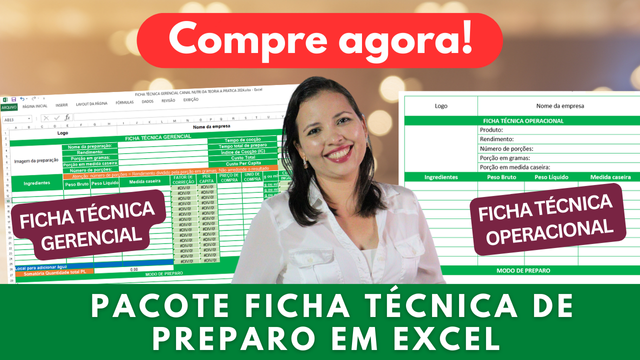 Pacote Ficha Técnica de Preparo em Excel